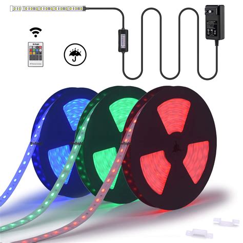 Product Deal 80 Feet 12V Long Run RGB LED Strip Light Waterproof Outdoor Landscape Colors Changing Rope Light Kit Comes with Mini RF Controller and Plug-in Power Supply