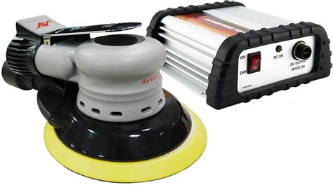 🛒 Flash Sale AirVANTAGE Palm-Style, Industrial-Grade Electric Sander Kit with Power Supply CENTRAL-VACUUM with Low-Profile Pad (6": 3/32- PSA Vinyl)