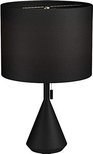 Big Sale Amazon Brand – Rivet Modern Pull Chain Switch for Each Socket Table Lamp with Bulb, 22.8"H, Matte Black - 67094