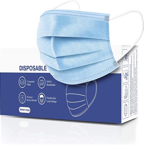 Up To 40% OFF CandyCare Disposable Face Masks, Pack of 2000 - Dust Particle 3-Layer Design with Earloop Protective Cover