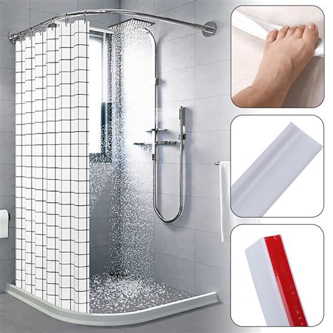 Collapsible Shower Threshold Water Dam Flood Shower Water Barrier for Retention System Keeps Water Inside Threshold Dry and Wet Separation Bathroom Toilet (72 Inch V-Shape)