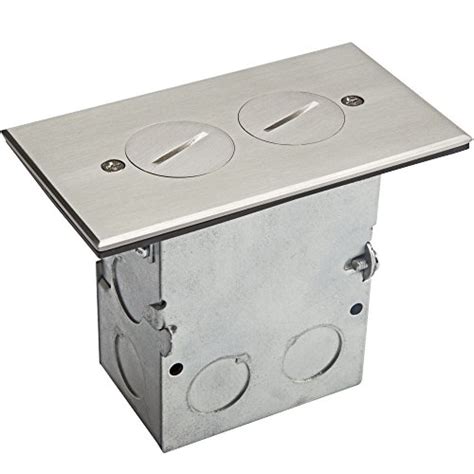 ENERLITES 705519-S Screw Cap Floor Box Cover, 5.50" Diameter, 20A Tamper-Weather Resistant Receptacle Outlet, Data Cable Holes, Watertight Gaskets, UL Listed, 975519-S, Nickel Plated Brass
