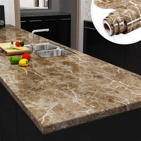 Greatest Product EZ FAUX DECOR Marble Paper Gray White Roll Kitchen Countertop Cabinet Furniture is Renovated Thick Wallpaper PVC Waterproof 36" x 240" Easy to Remove Upgrade