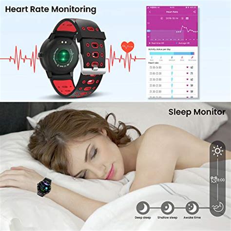 HopoFit Fitness Tracker,Smart Watch for Android Phones,3ATM Waterproof Bluetooth Fitness Watch for Women Men,Heart Rate Sleep Blood Pressure Pedometer Activity Tracking Compatible Samsung iPhone