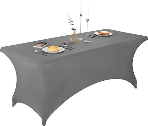 Best Cyber Deals 🔥 LZY Spandex Fitted Stretch Table Cover for 6 ft or 4ft or 8ft Folding Table, Rectangular Cocktail Tablecloth, Perfect for Party or Banquet