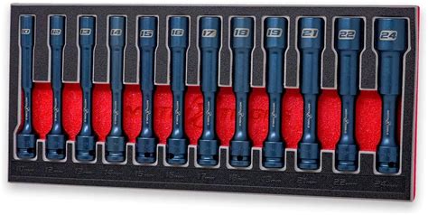 Motivx Tools 12 Piece 1/2" Drive 10mm to 24mm Extra Long and Deep Impact Socket Set