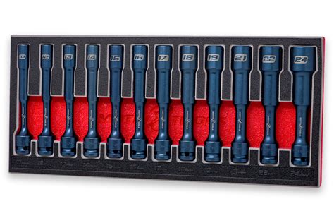 Motivx Tools 12 Piece 1/2" Drive 10mm to 24mm Extra Long and Deep Impact Socket Set