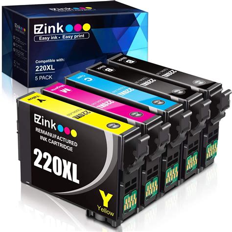 NoahArk 4 Packs 220XL Remanufactured Ink Cartridge Replacement for Epson 220 XL T220XL High Yield for Workforce WF-2760 WF-2750 WF-2630 WF-2650 WF-2660 XP-320 XP-420 (Black, Cyan, Yellow, Magenta)
