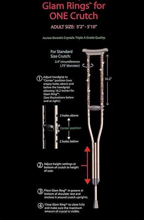 OrthoGlam Bling Crutch Covers (GlamRings(TM)) Crutch Accessories; Aurora Borealis Crystal Rhinestone Tubes Fit Most Standard Underarm Crutches. Crutches and Crutch Pads Not Included. Adult Size