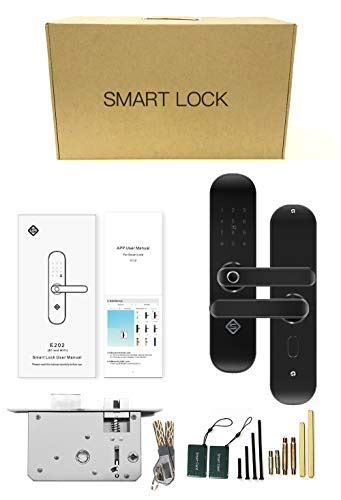 PINEWORLD E202PRO WiFi and Bluetooth Smart Lock, Fingerprint Keyless Entry Door Mortise Lock, App Remotely Control Office Apartment Business Manage Door Lock, Handle Free Reversible