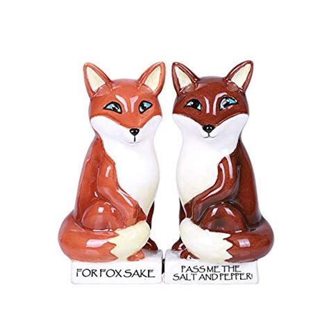 Pacific Giftware Hugging Foxes Magnetic Ceramic Salt and Pepper Shakers Set