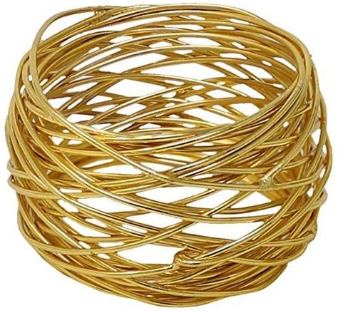 Round Metal Mesh Napkin Rings- Set for Weddings Dinner Parties or Every Day Use (Set of 12, Golden)