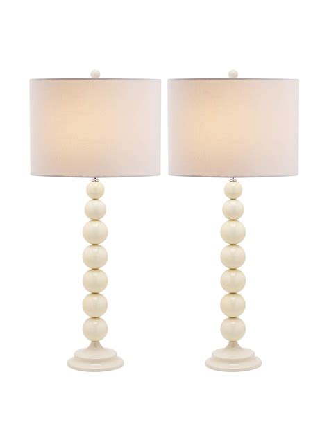 Safavieh Lighting Collection Jenna Yellow Stacked Ball 32-inch Bedroom Living Room Home Office Desk Nightstand Table Lamp (Set of 2) - LED Bulbs Included