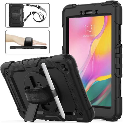 Samsung Galaxy Tab A 8.0'' 2019 Case with Screen Protector, SEYMAC stock Drop-Proof Case for SM-T290/T295/T297 – Rose/Black
