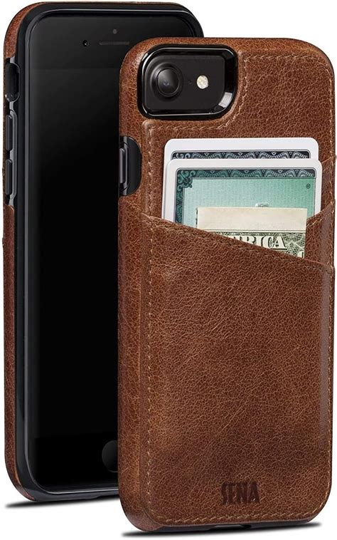 Weekly Top Sena Lugano Wallet Drop Safe Leather Wallet Snap On Case Iphone 6, 7, 8 - Cognac