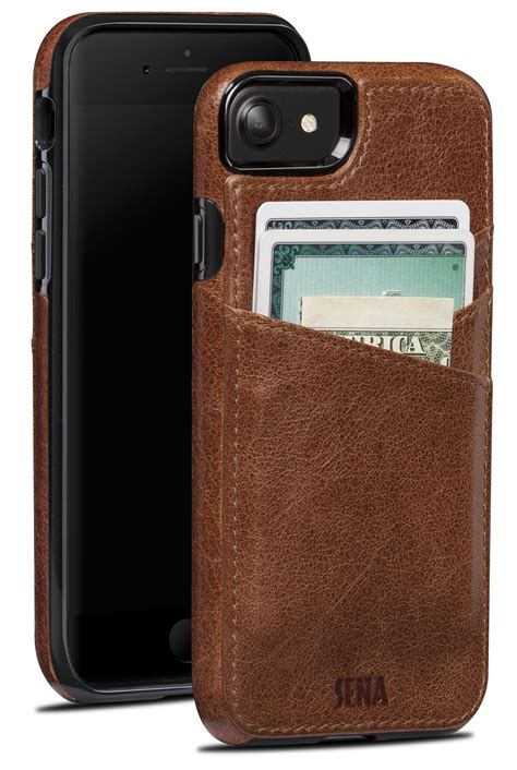 Weekly Top Sena Lugano Wallet Drop Safe Leather Wallet Snap On Case Iphone 6, 7, 8 - Cognac