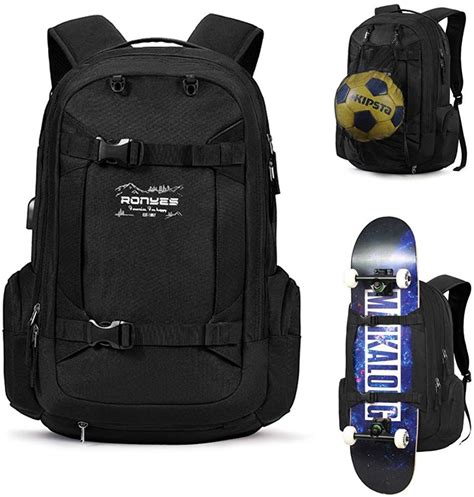 Skateboard Backpack Basketball Travel School Backpack 17.3 Inch Laptop Bag