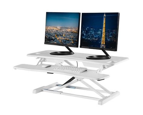 TechOrbits Height Adjustable Single Level Standing Desk - 31" Wide Sit to Stand Desk Converter Fully Assembled Standing Workstation Riser White