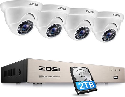 ❤ Crazy Deals ZOSI 8 Channel H.265+ Surveillance Video Recorder w/ 4X 1080p Dome Secutity Camera Home Security CCTV System 2TB Hard Drive (White), 2MP 4 kit