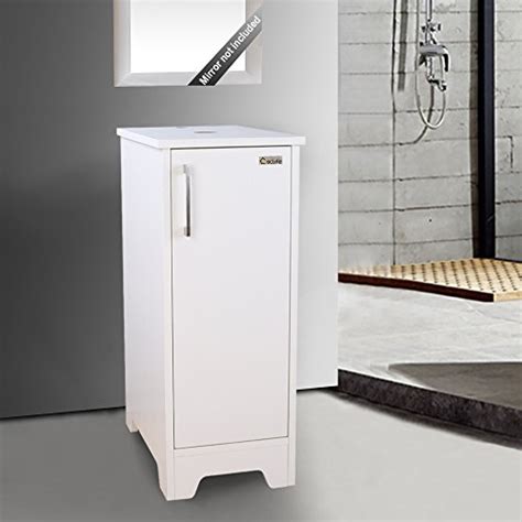 eclife Bathroom Vanity White 14" for Small Space, Single MDF Vanity Modern Cabinet Count Top with Adjustable Built-in Clapboard Small Vanity B08W (White)